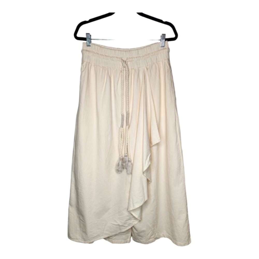 NEW Free People Wide Leg Wrap Pallazzo Pants Cream Size Large
